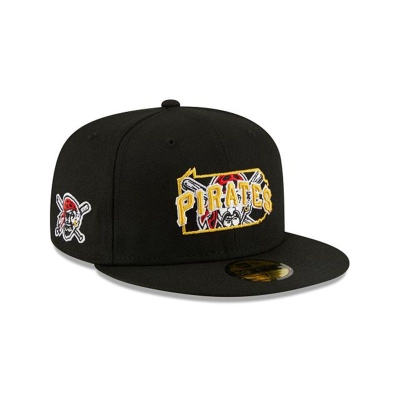 Black Pittsburgh Pirates Hat - New Era MLB Local 59FIFTY Fitted Caps USA8692034